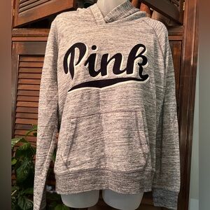 PINK Victoria's Secret Gray Hoodie with “PINK” graphic spellout